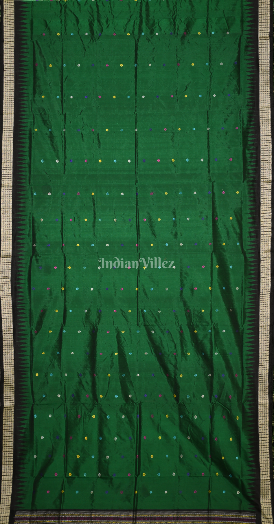 Green Black Dolabedi Odisha Ikat Bomkai Sambalpuri Ikat Silk Saree 