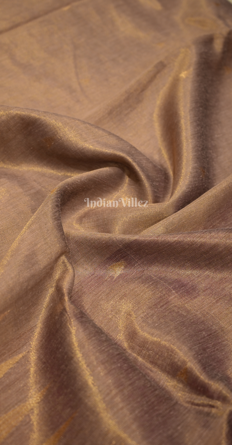 Beige Magenta Pink Zari Tissue Weaving Saree