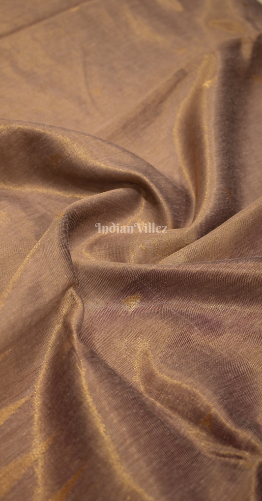 Beige Magenta Pink Zari Tissue Weaving Saree
