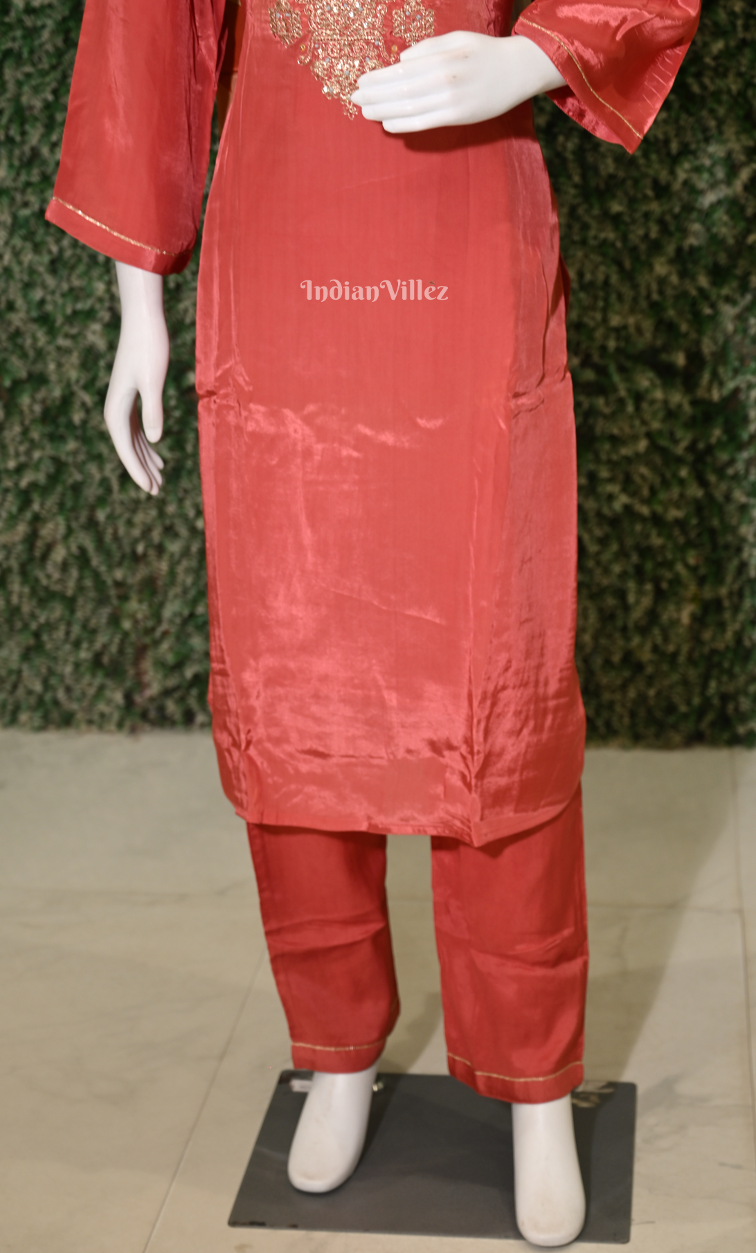 Red Embroidered  Kurta Pant with Dupatta Set 