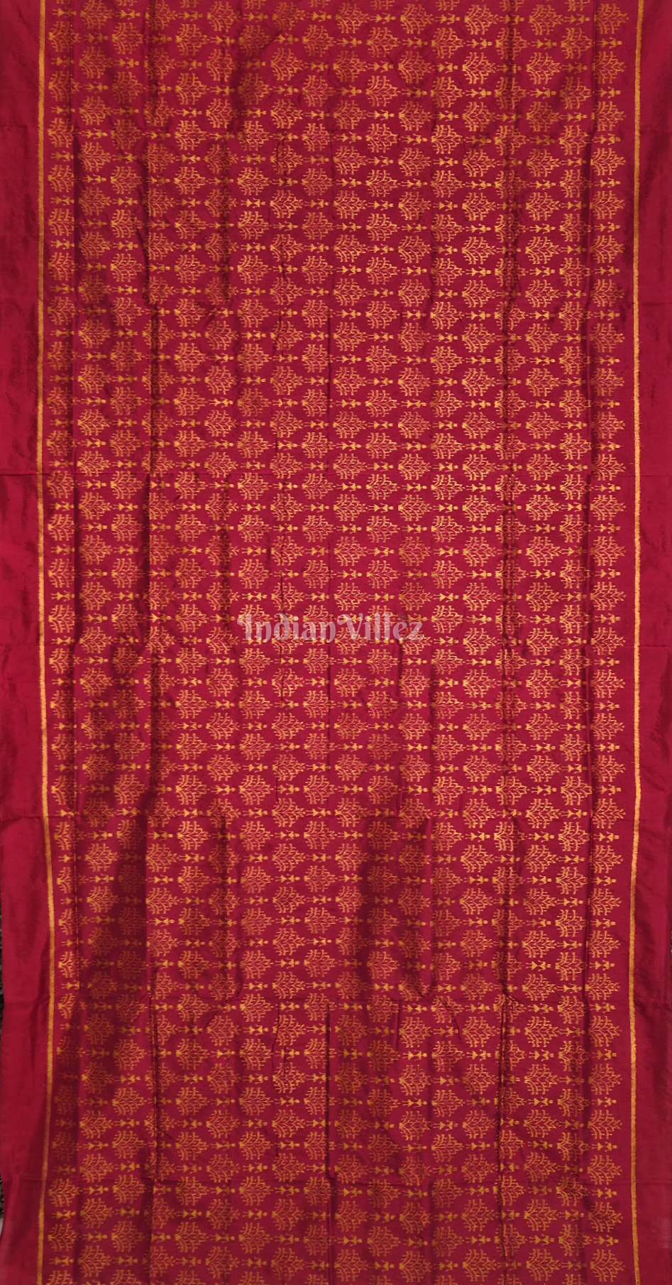 Maroon Tree Tribal Motif Odisha Ikat Contemporary Sambalpuri Silk Saree