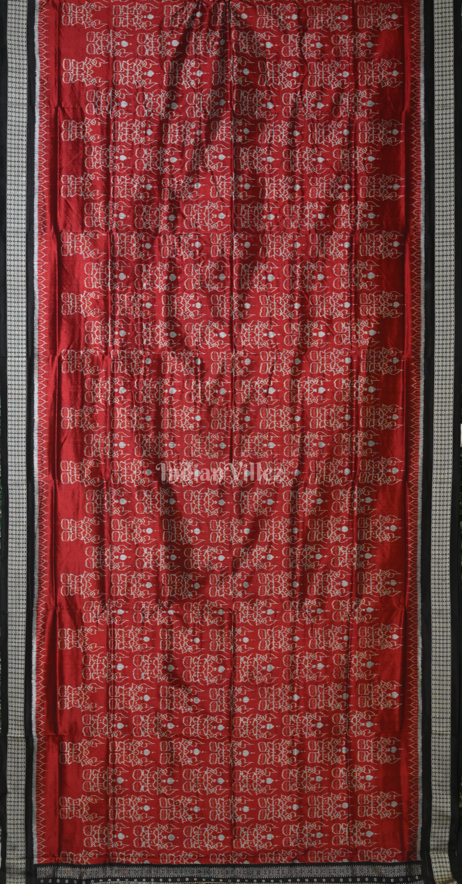 Red Black Sankha Padma Motif Odisha Ikat Sambalpuri Silk Saree