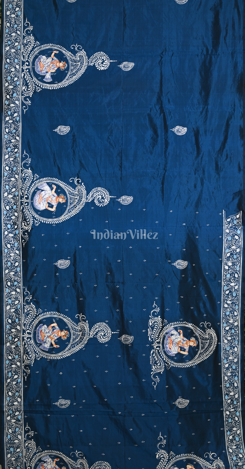 Blue Doli Barat Hand-Painted Pattachitra Saree 