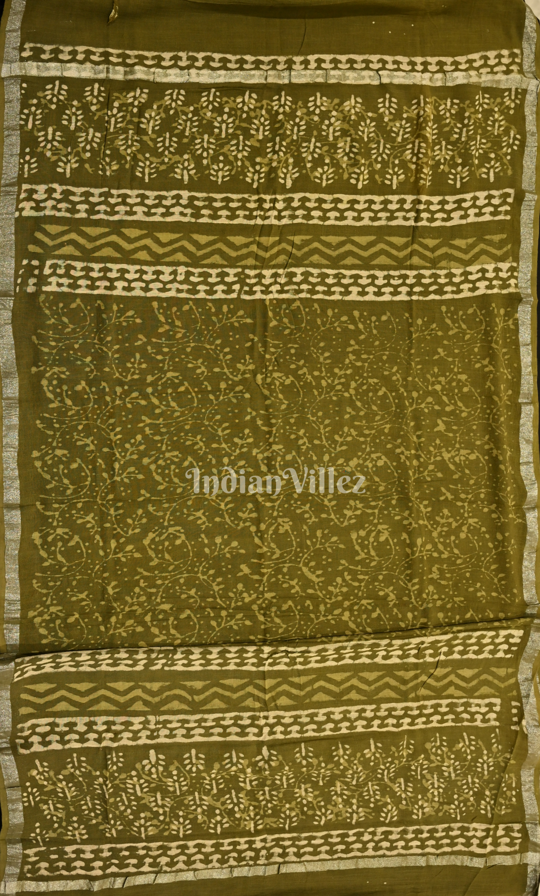Mehendi Green Dabu Block Printed Cortton Suit Sets 