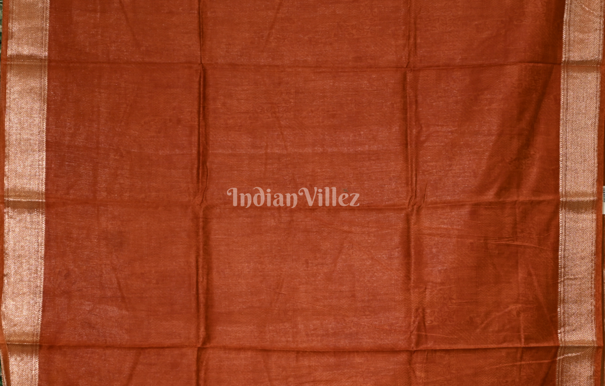 Coffee Screen Printed Cotton Saree 