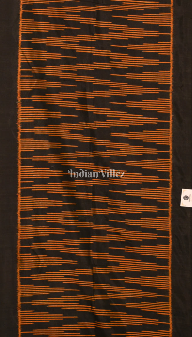 Black Brown Odisha Ikat Pure Sambalpuri Silk Stole 