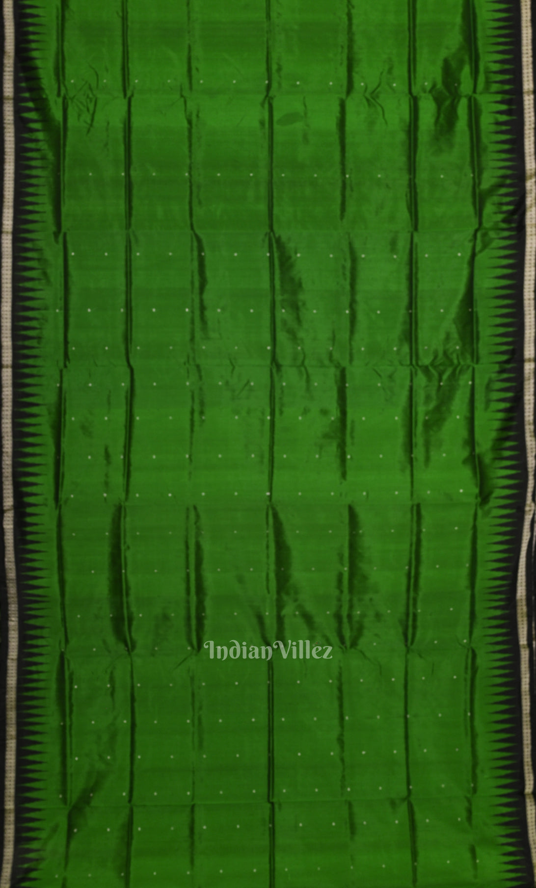 Green Black Butta Design Bandha Anchal Bomkai Sambalpuri Silk Saree