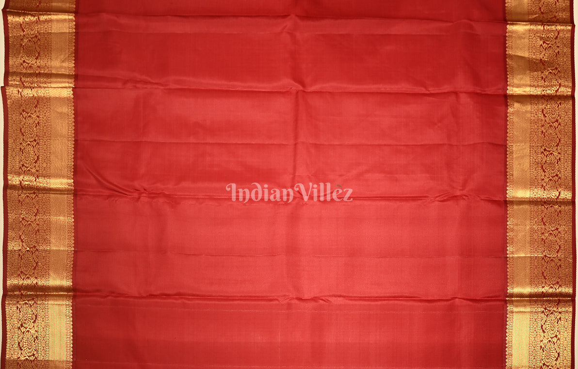 Off White Red  Brocade Pure Kanjivaram Silk Saree