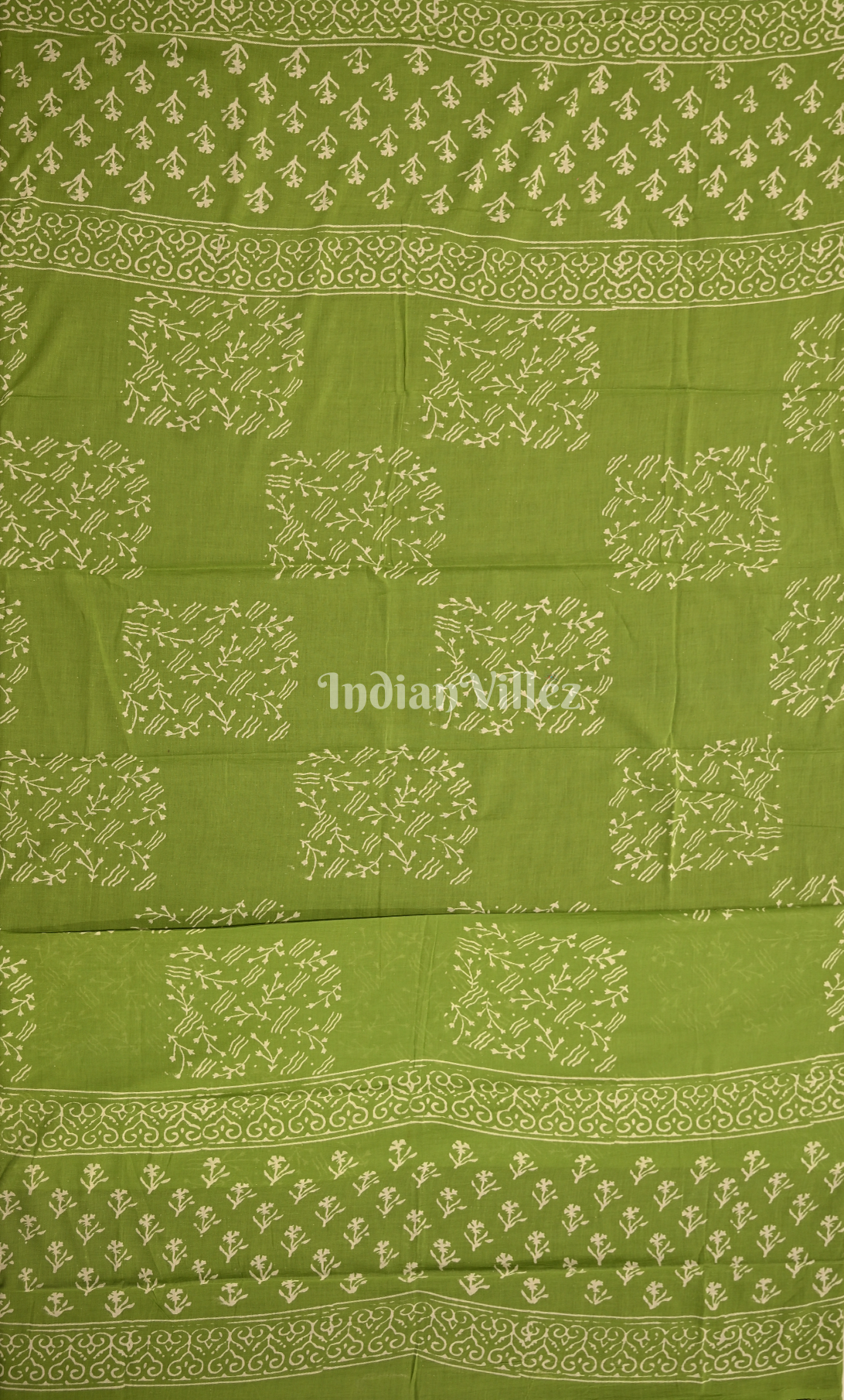 Green Block Printed Cotton Suit Sets 