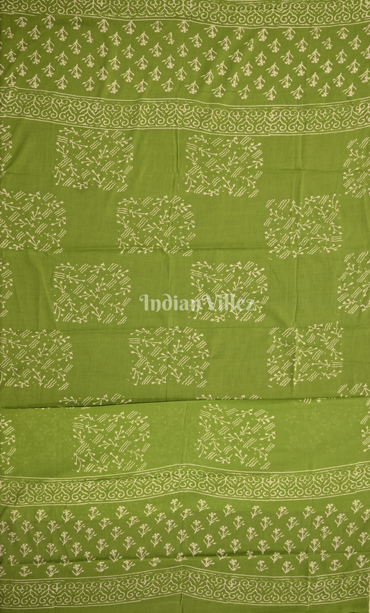 Green Block Printed Cotton Suit Sets 