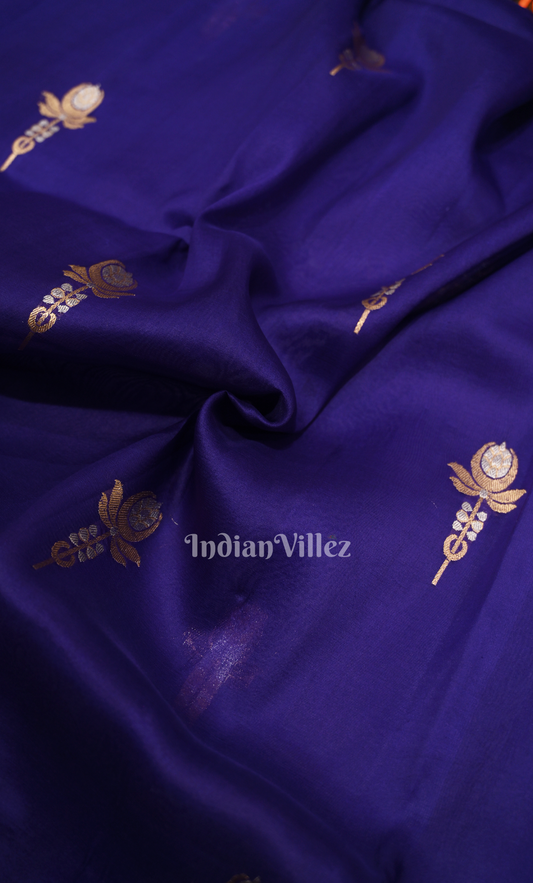 Blue Golden Katan Banarasi Silk Saree
