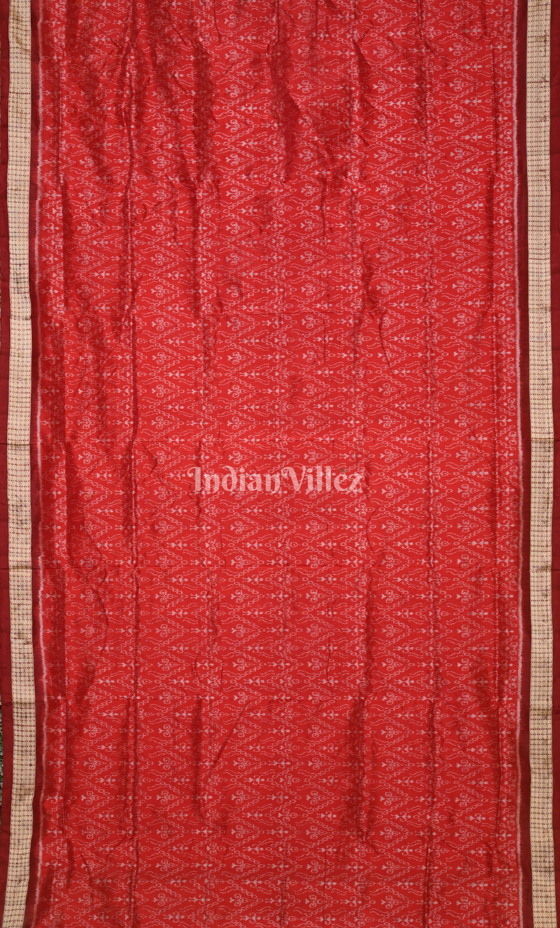  Red Tribal Theme Odisha Ikat Sambalpuri Silk Saree 