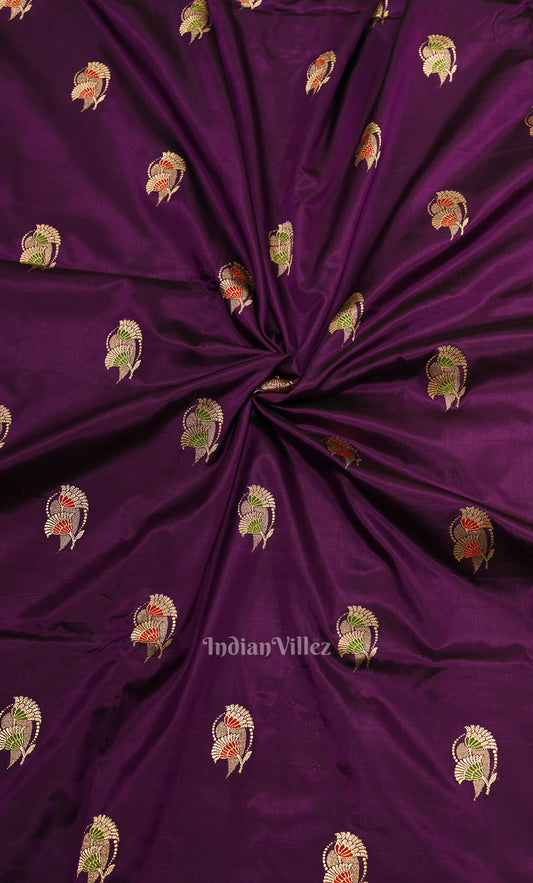 Purple Pure Katan Silk Banarasi Saree 