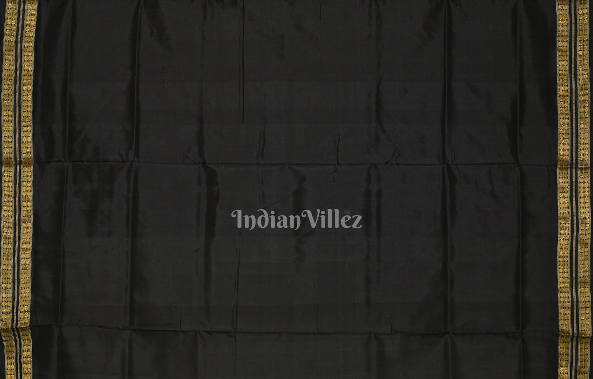 White Black Buti Odisha Ikat Bomkai Half Tissue Silk Saree 