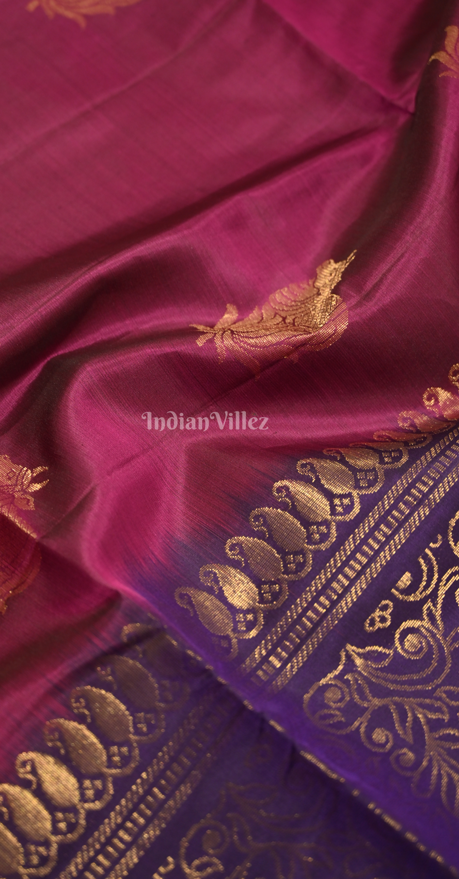 Magenta Pink Purple Floral Zari Pure Kanjivaram Soft Silk Saree