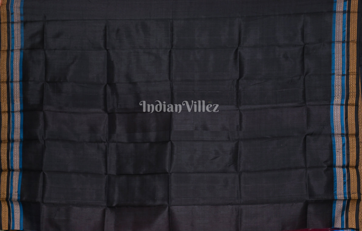 Rani Pink Blue Mayur Chandrika Khandua Silk Saree with Blouse Piece