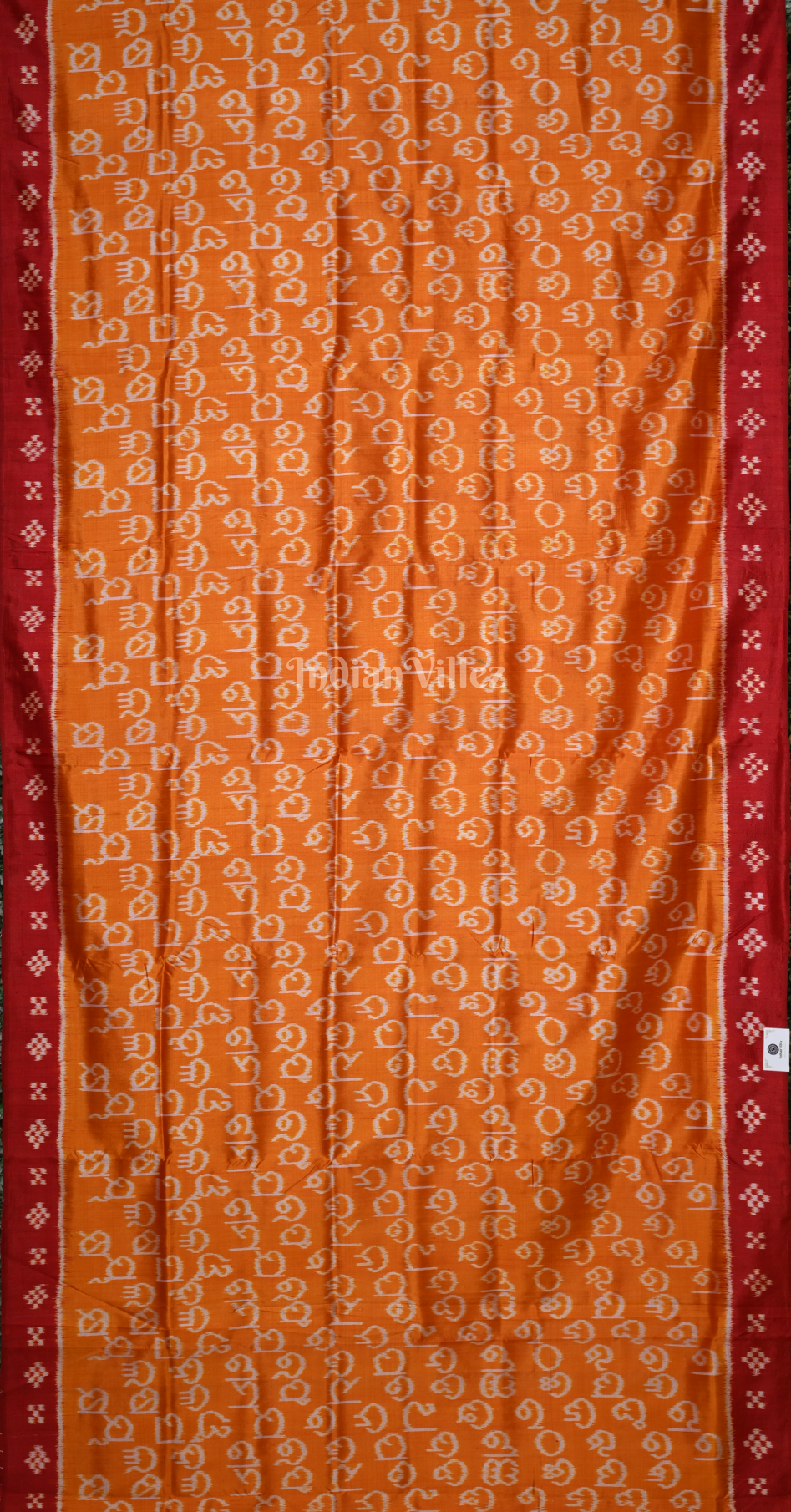Orange Red Odia Barnamala Odisha Ikat Contemporary Designer Silk Saree