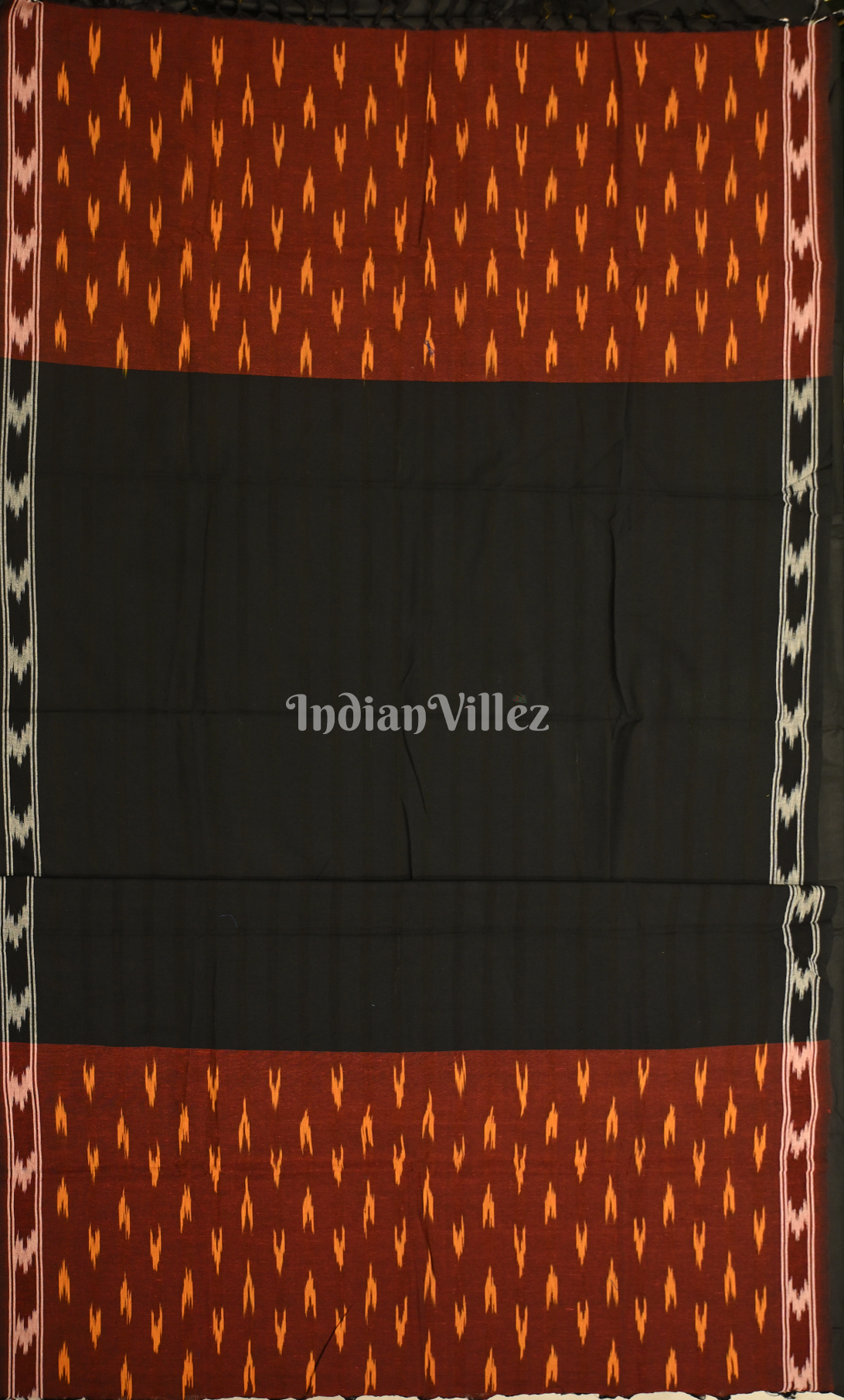 Brown Black Pochampally Ikat Cotton Unstitched Suit Sets