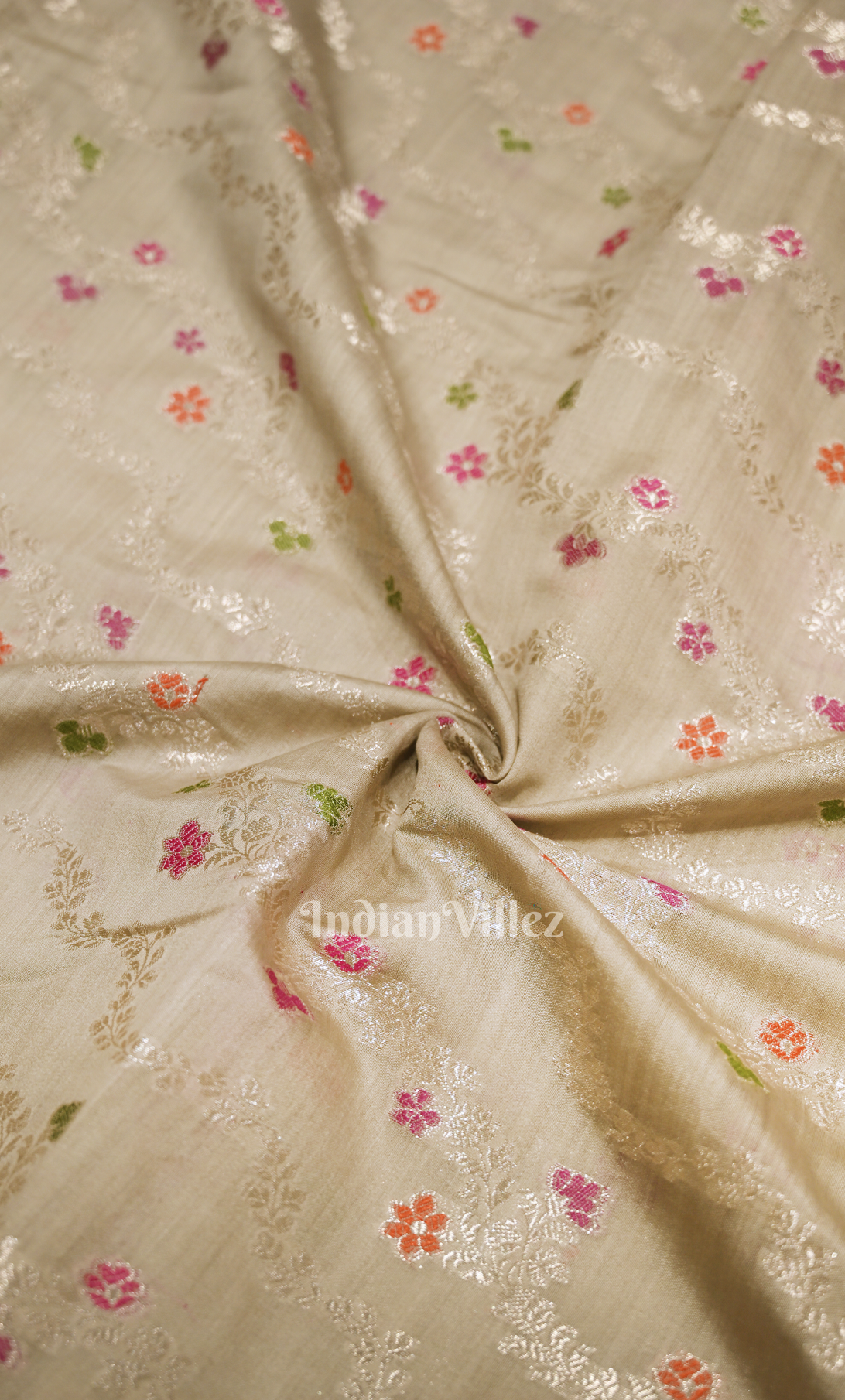 Grey Pure Chiniya Silk Banarasi Saree with Meenakari Weaving