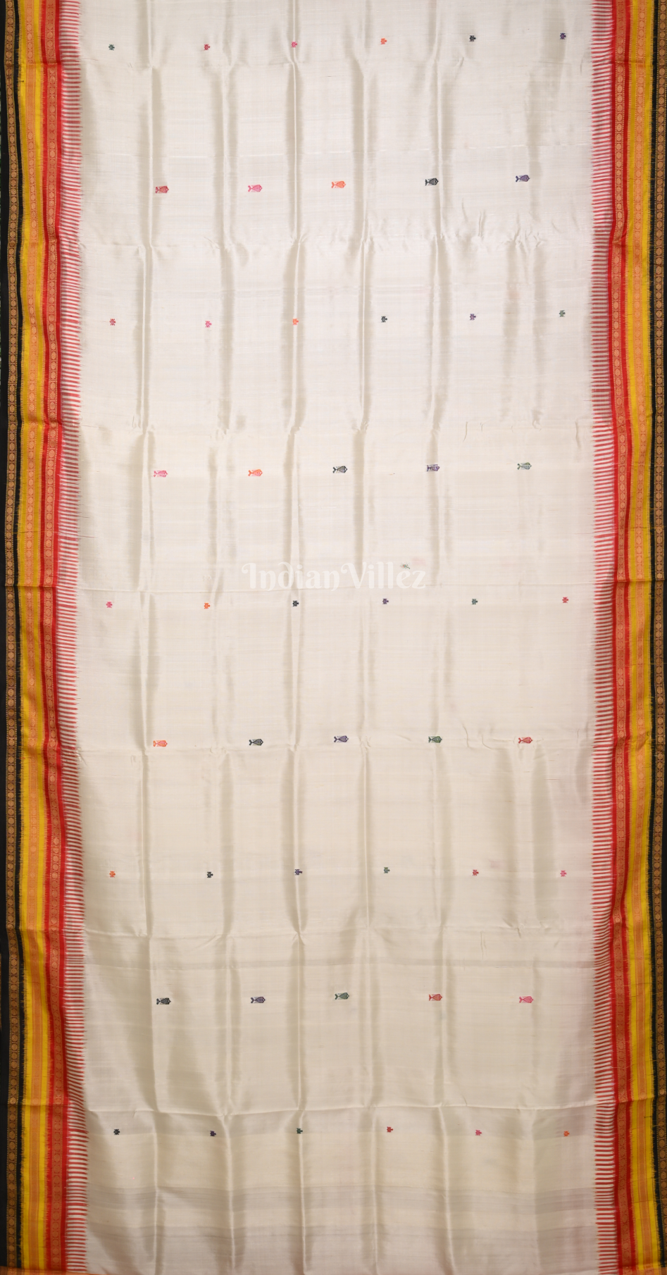 White with Multicolor Kathiphera Odisha Ikat Khandua Silk Saree