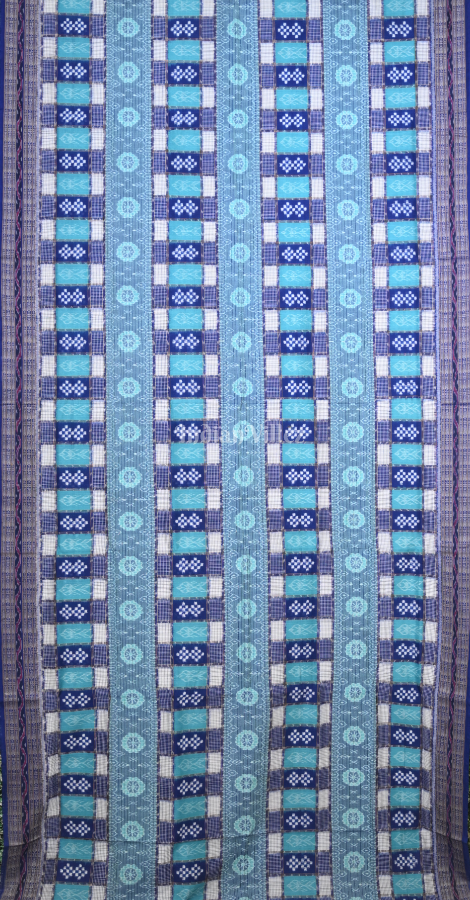 Blue Pasapali Odisha Ikat Sambalpuri Cotton Saree