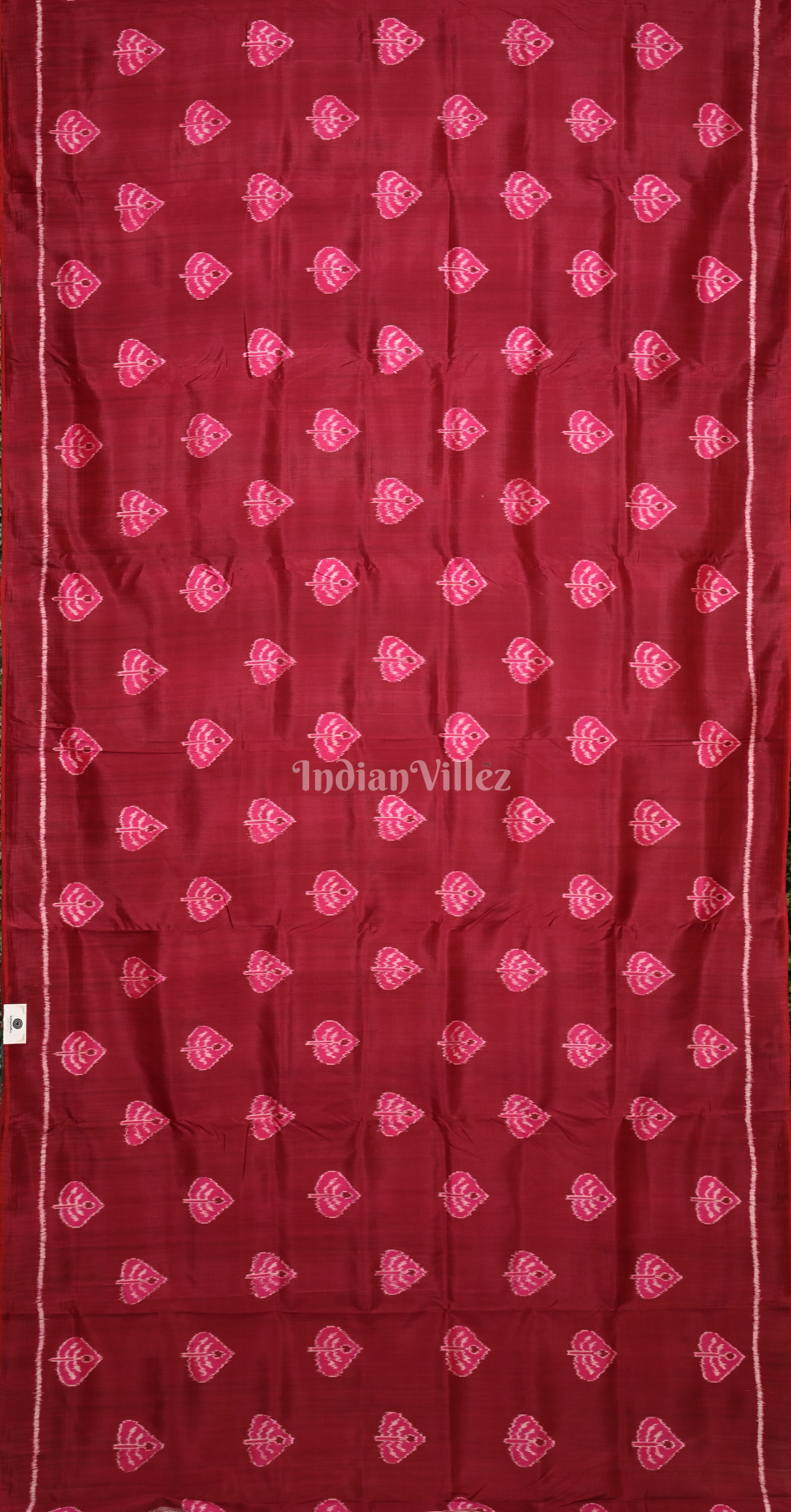 Maroon Peepal leaves Odisha Ikat Contemporary Designer Silk Saree 