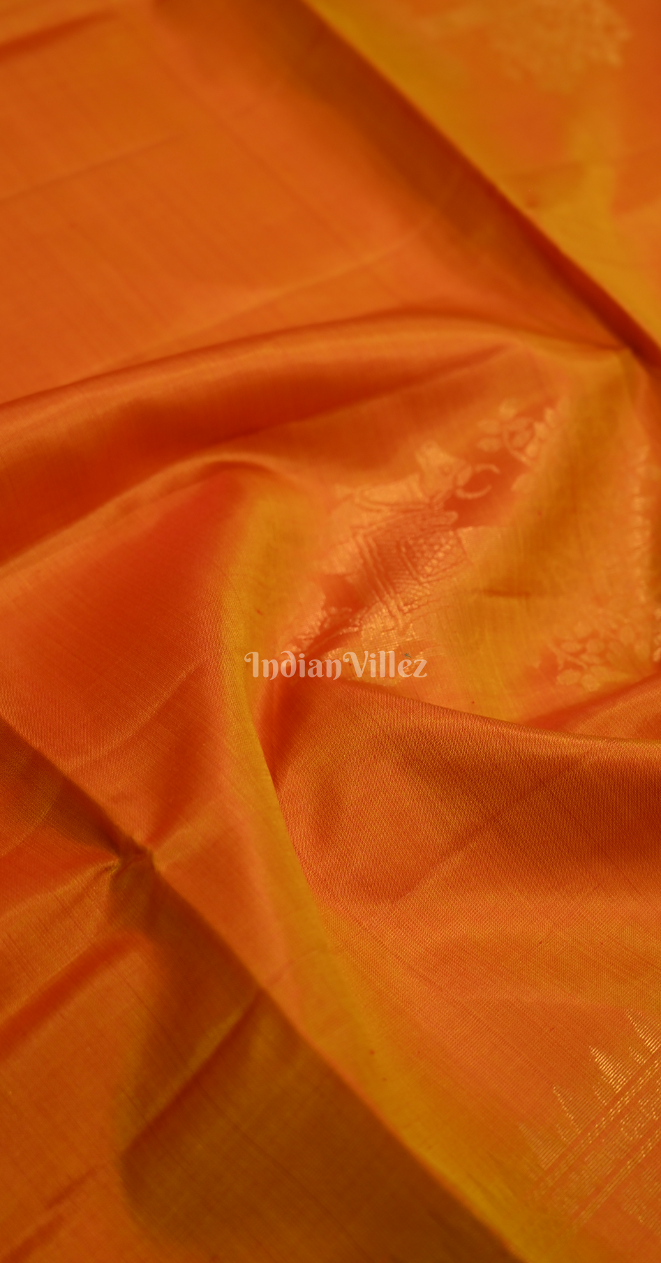 Orange Golden Zari Pure Kanjivaram Soft Silk Saree 