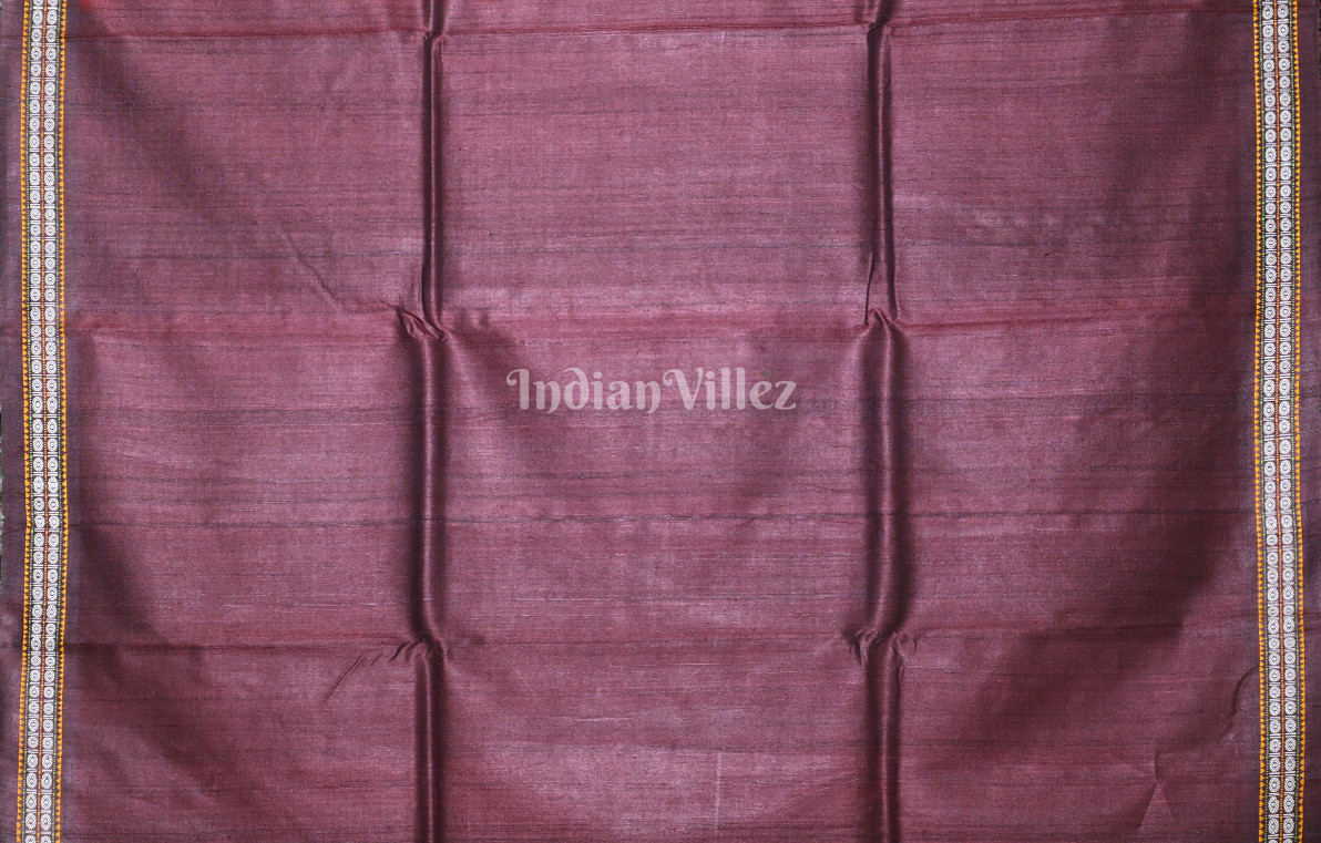 Red  Maroon Tirupati Temple Theme Gopalpur Tussar Silk Saree 