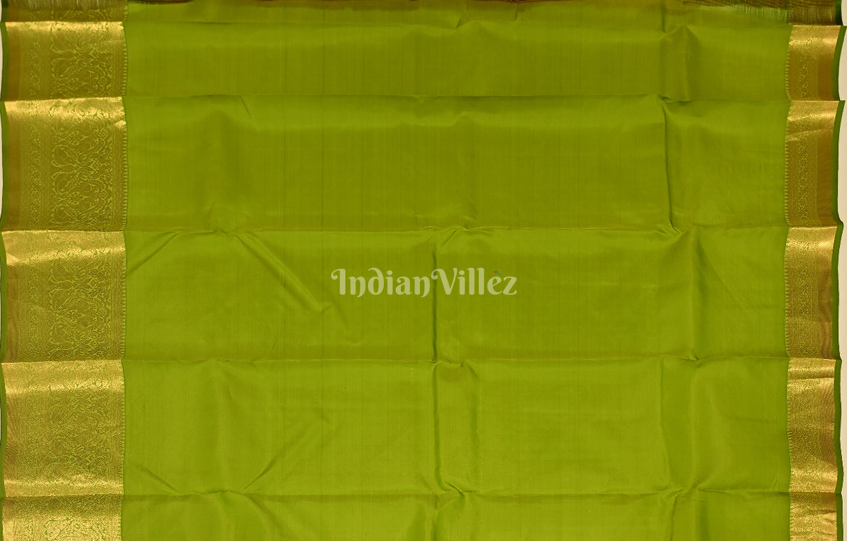 Red Green Brocade Pure Kanjivaram Silk Saree