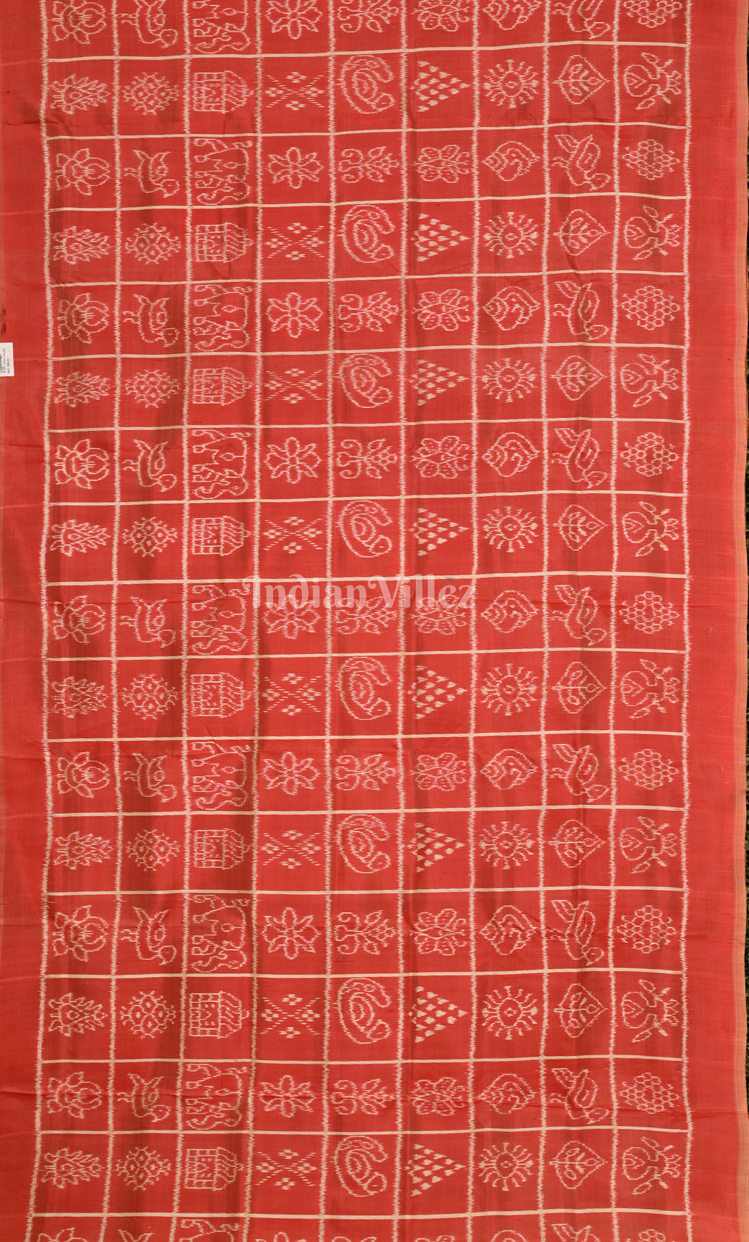 Red Nabakothi  Odisha Ikat Contemporary Designer Silk Saree 