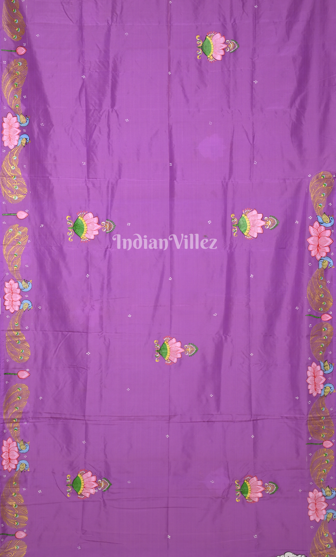 Lavender Nabakeli Boita Hand-Painted Pattachitra Saree
