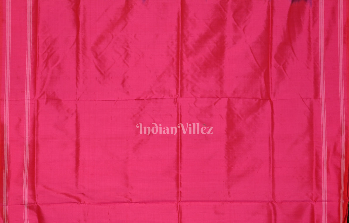 Coffee  Rani Pink Mustard Yellow Pochampally Ikat Silk Saree 