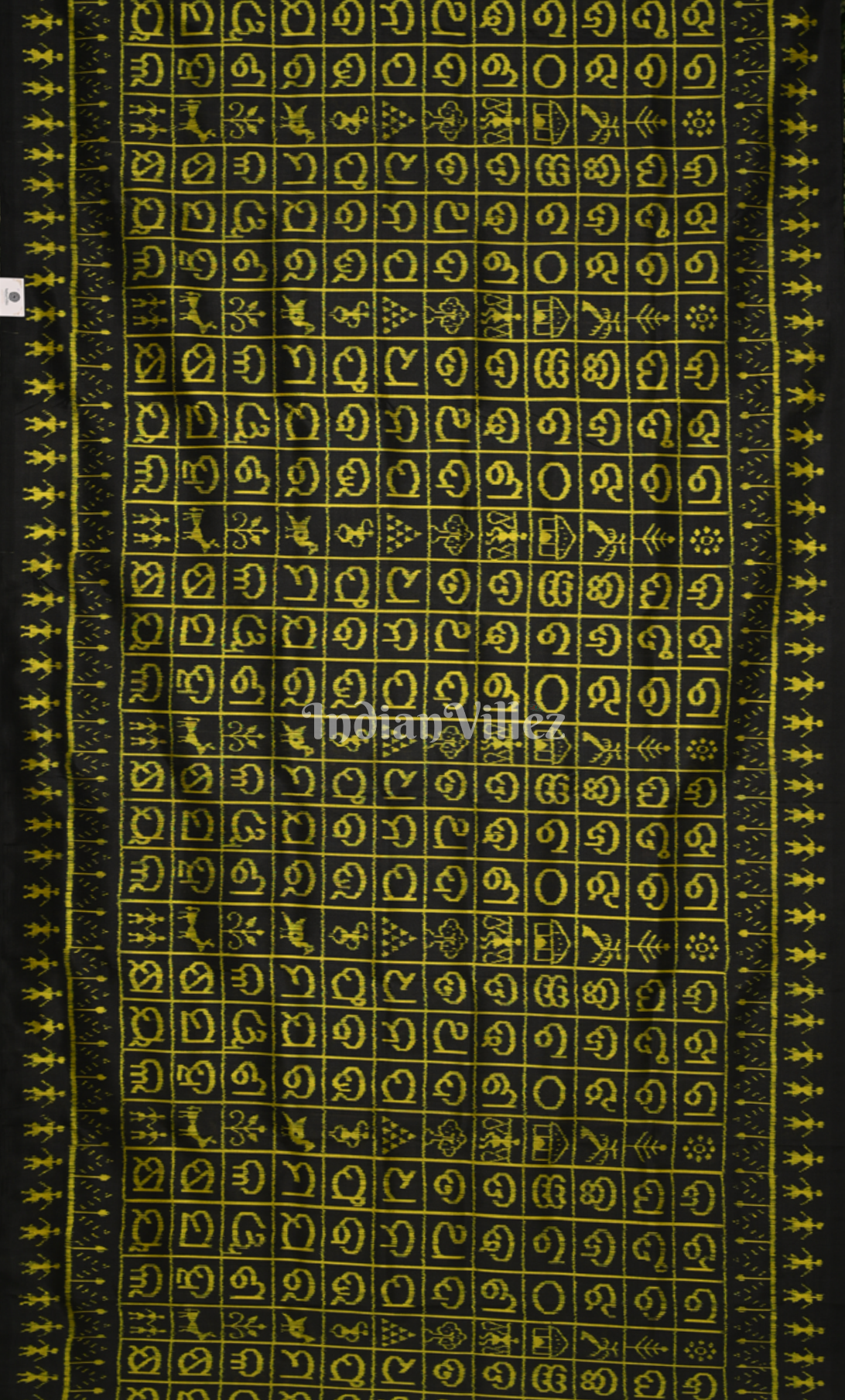 Black Odia Barnamala Contemporary Designer Silk Saree with Tribal Anchal