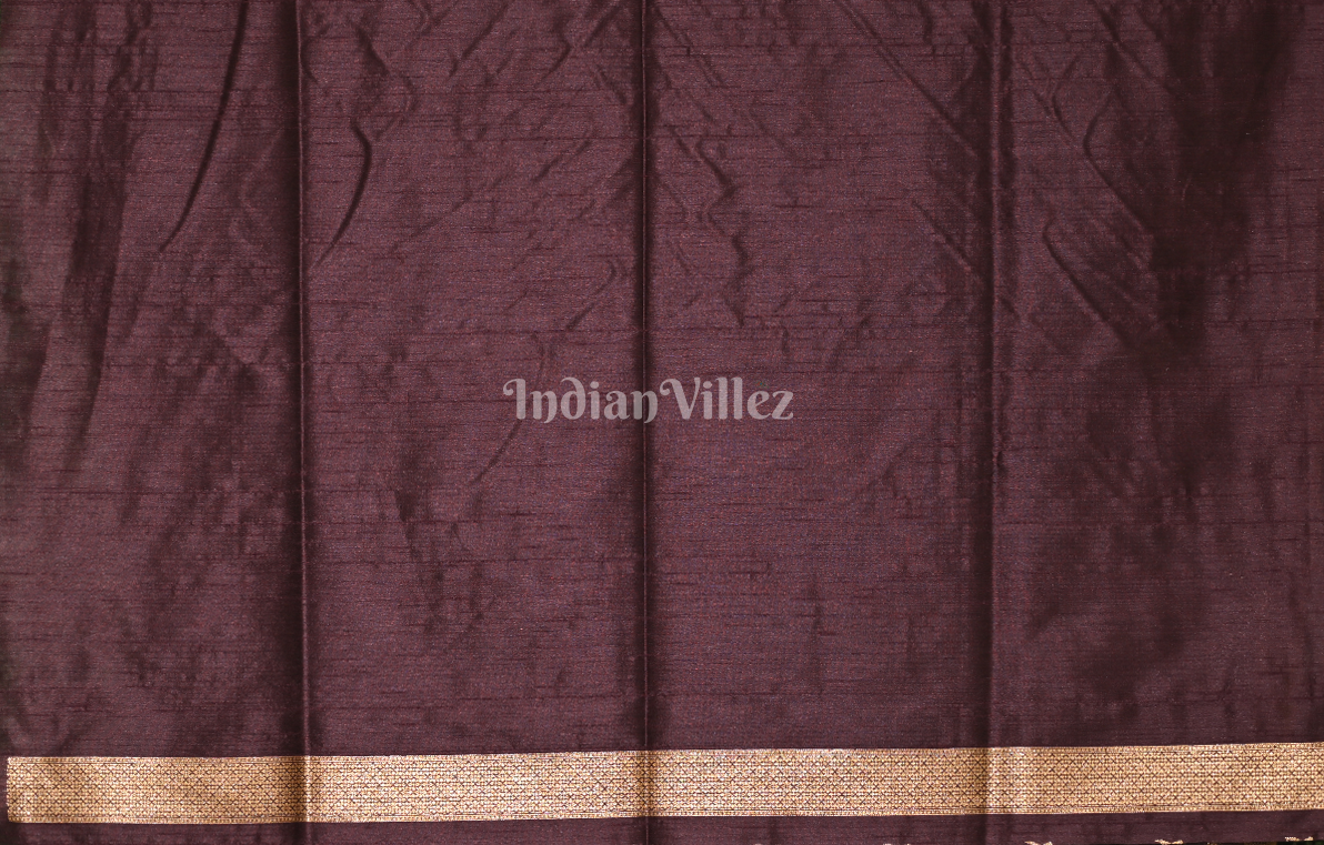 Coffee Phoda Kumbha Tussar Silk Saree