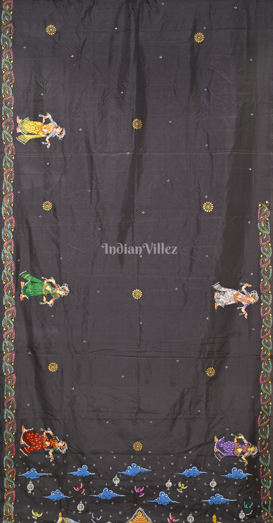 Grey Boita Bandana Hand-painted Pattachitra Saree 