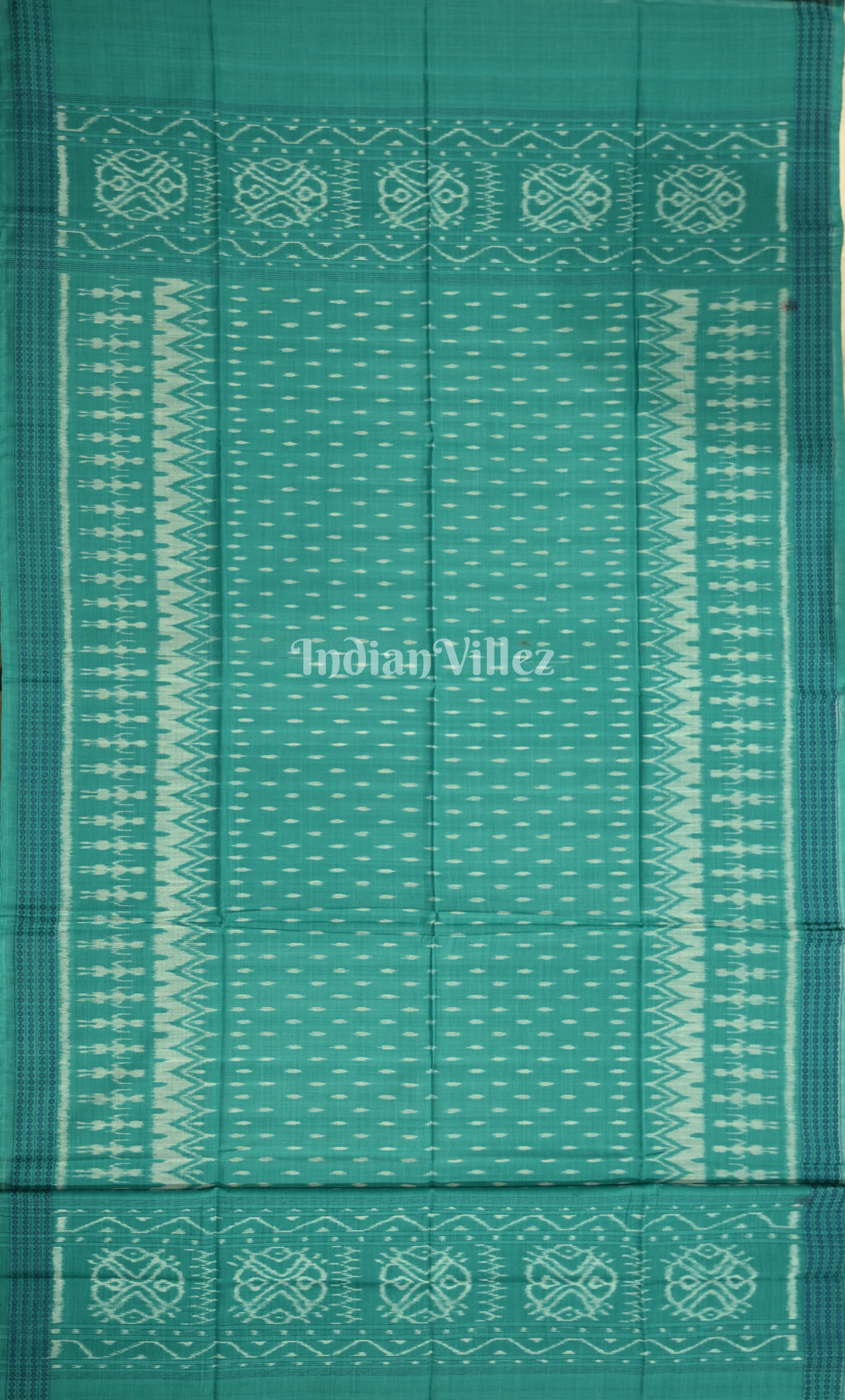 Coffee Green Elephant Theme Odisha Ikat Sambalpuri Dress Set & Dupatta 