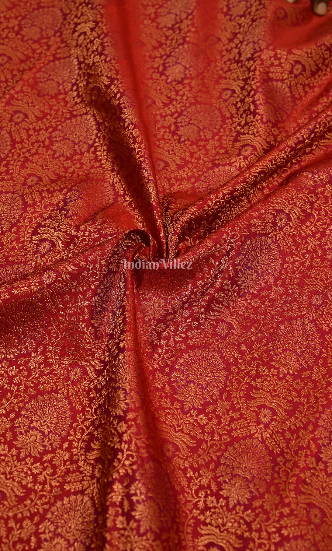 Blooming Red Floral Pure Brocade Kanjivaram Silk Saree 