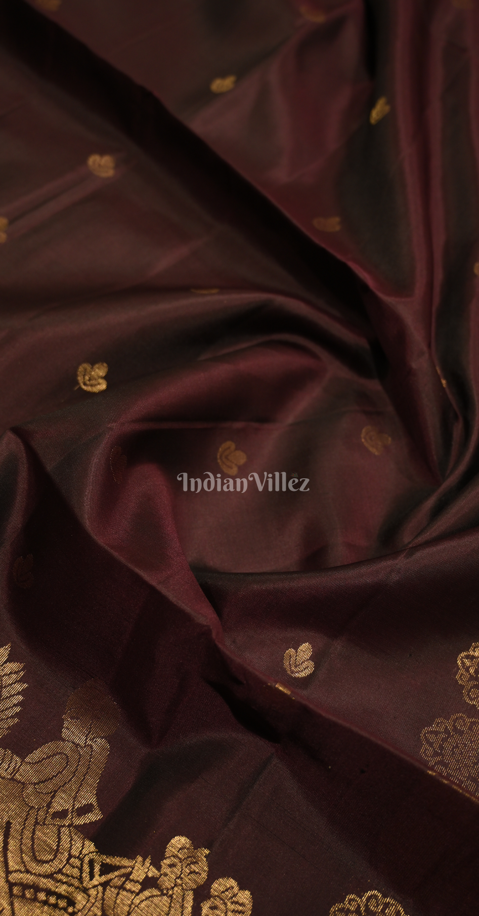 Coffee Golden Doli Barat Pure Kanjivaram Soft Silk Saree 