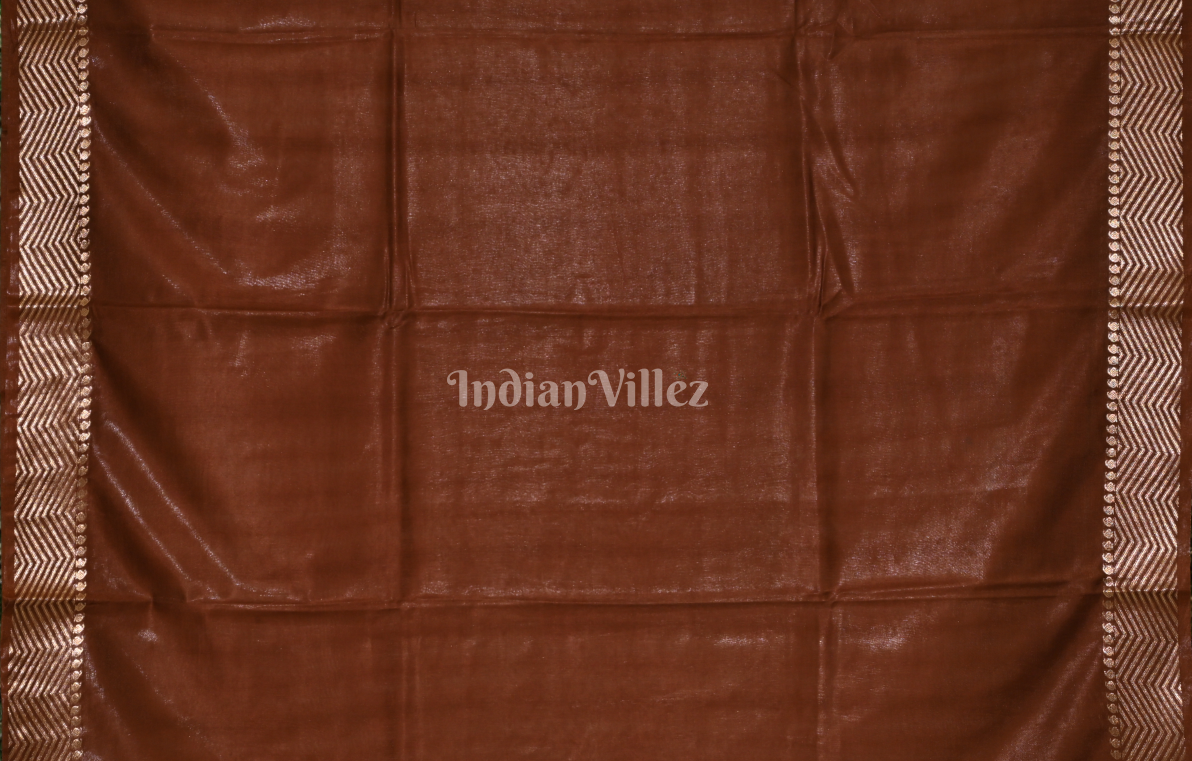 Coffee Block Printed Shibori Cotton Saree 