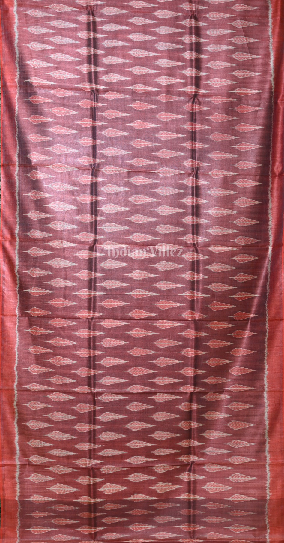 Maroon Wine leaf Motif Fine Gopalpur Tussar Silk Saree