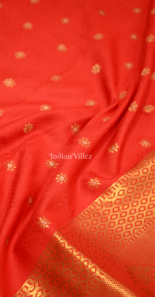 Red Butta Design Kanjivaram Silk Saree with Brocade Work