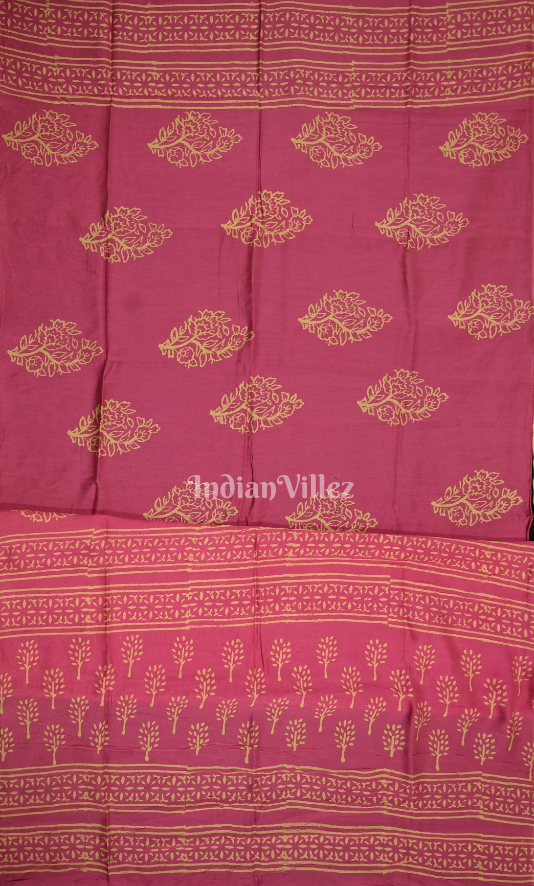Parrot Green Rani Pink Block Printed Chanderi Silk Suit Sets