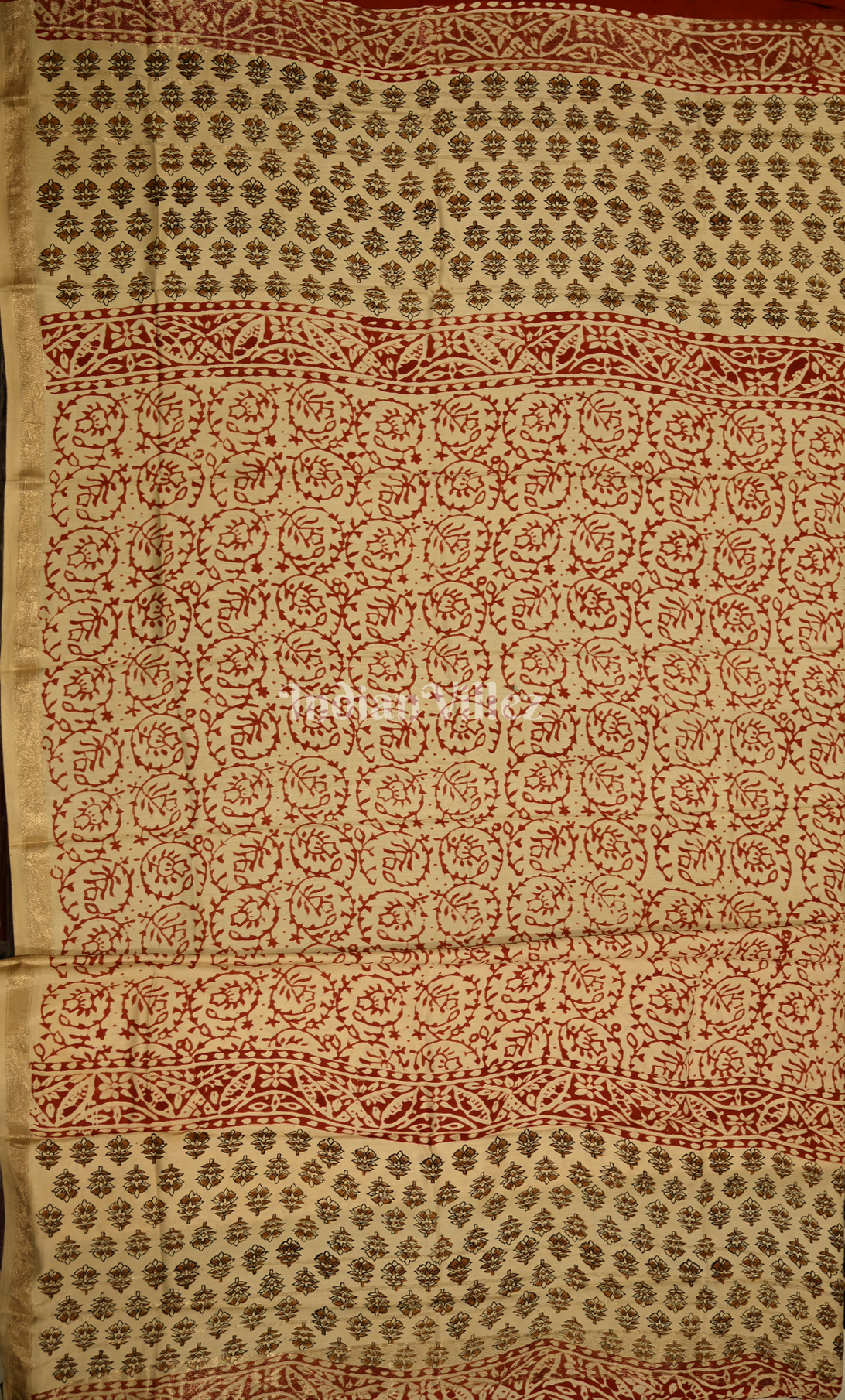 Beige Maroon Bagru Block Printed Cotton Suit Sets