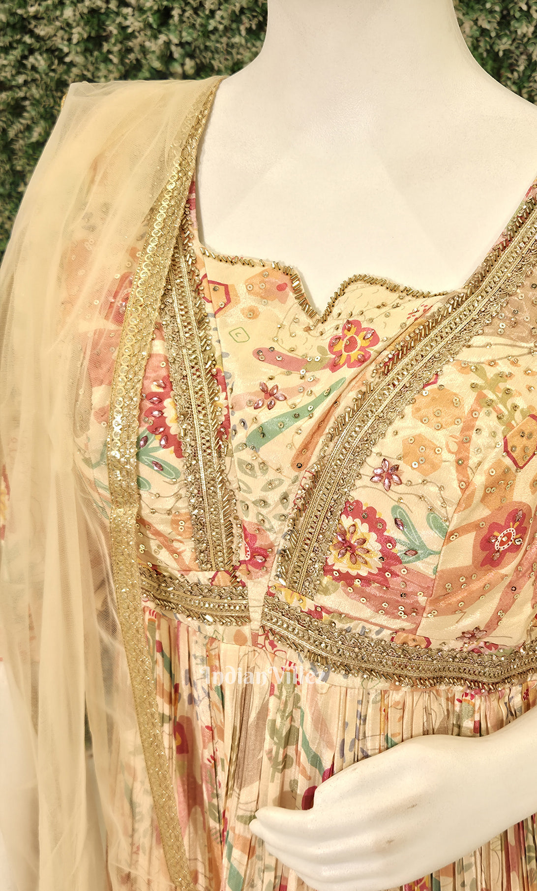 Multicolour Floral Alia cut Anarkali with Dupatta