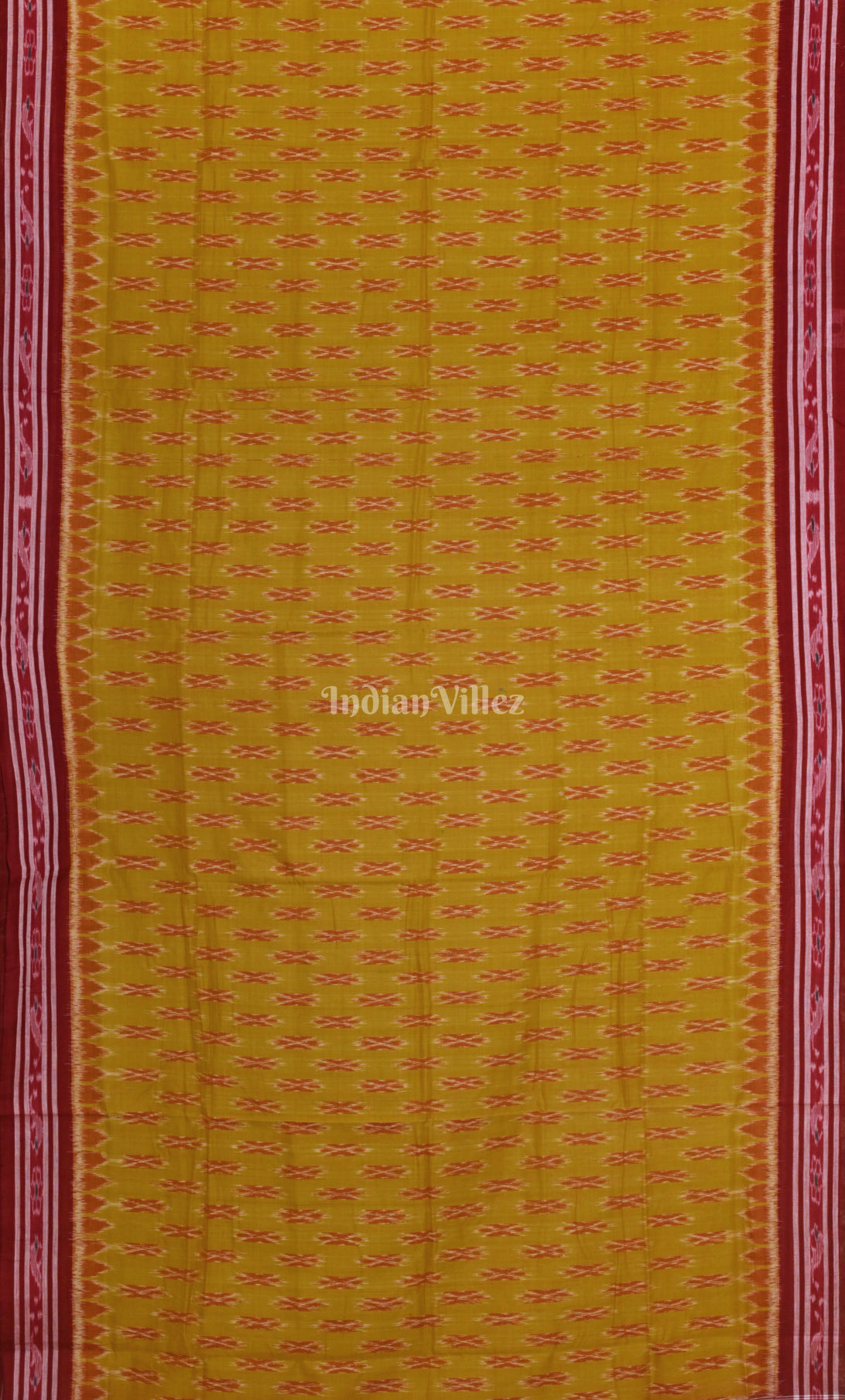 Mehendi Green Maroon Odisha Ikat Maniabandha Cotton Saree 
