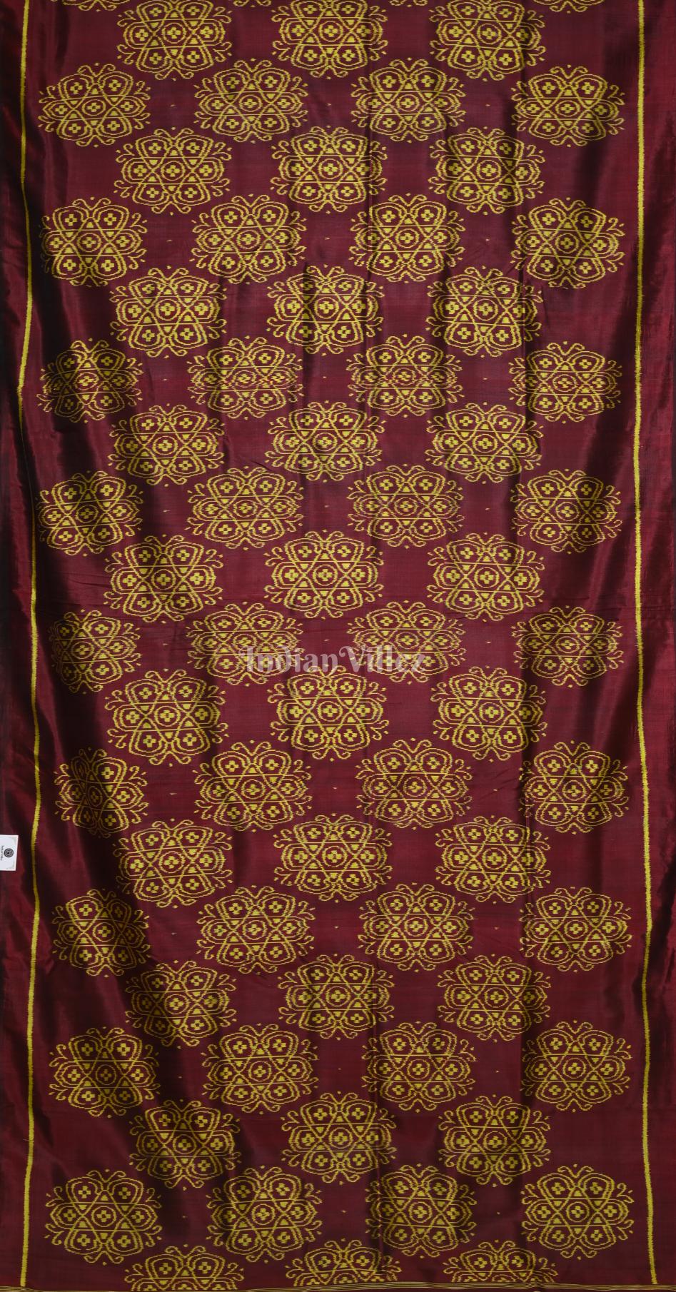 Maroon Yellow Odisha Ikat Contemporary Designer Silk Saree