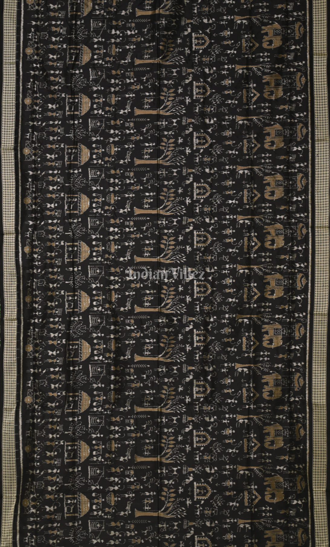 Elegant Black Tribal Theme Odisha Ikat Sambalpuri Silk Saree