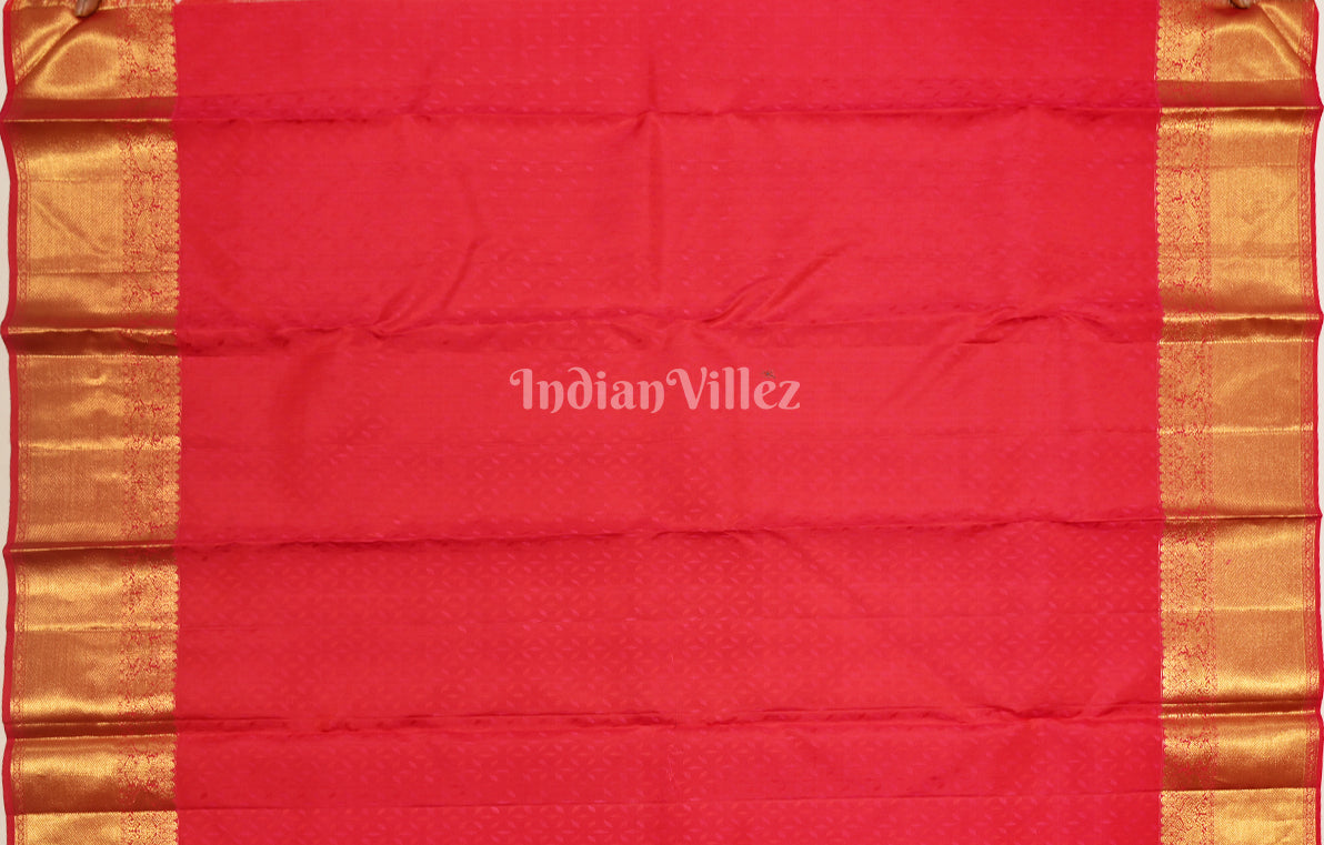 Rust Red Ethnic Floral Brocade Pure Kanjivaram Silk Saree