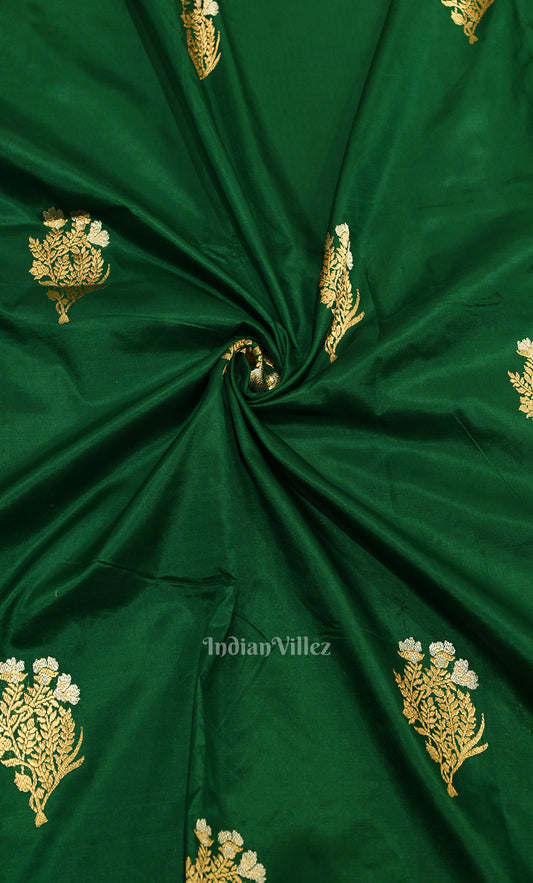 Forest Green Pure Katan Silk Banarasi Saree 