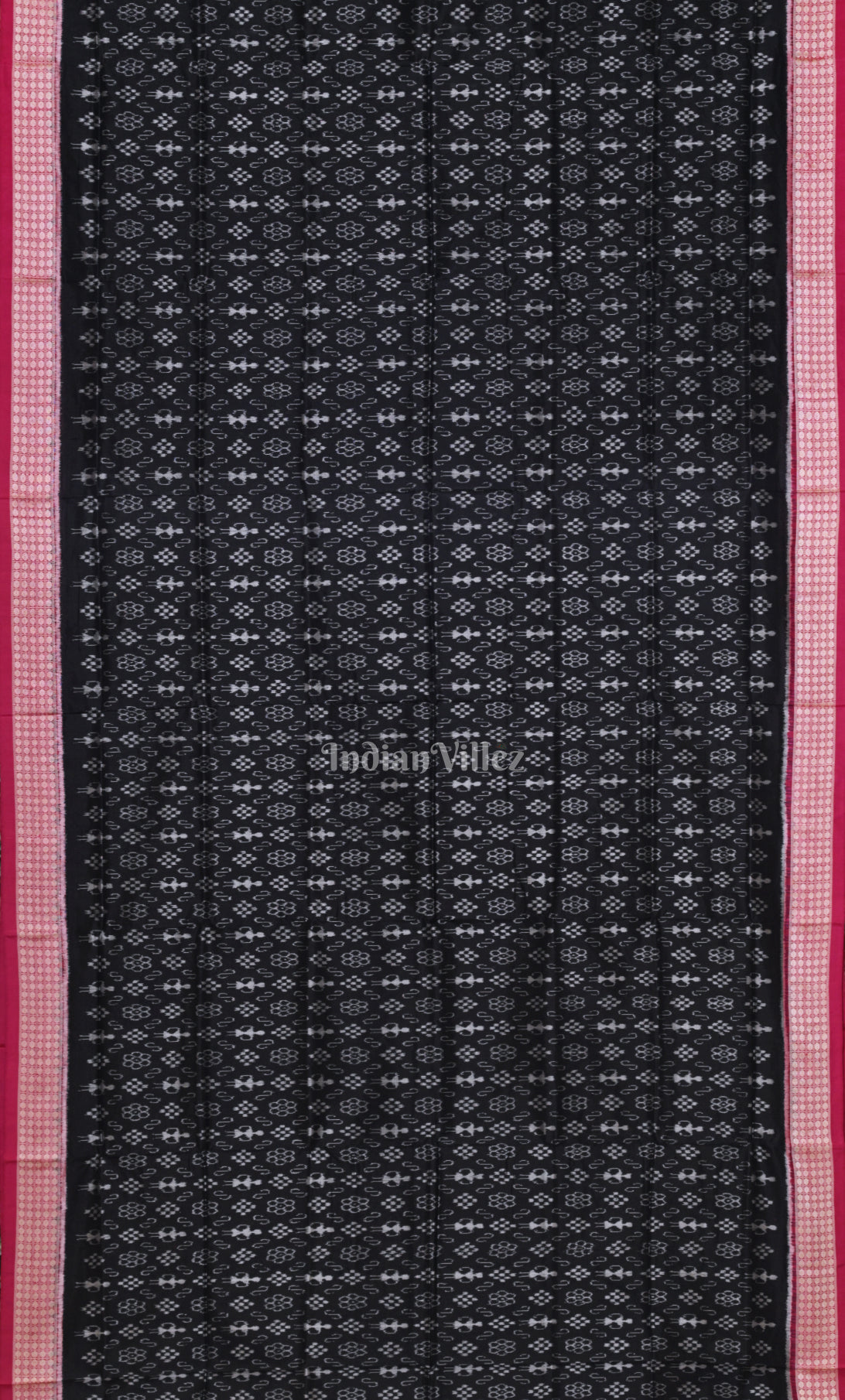 Black Pink Tribal Theme Odisha Ikat Sambalpuri Silk Saree 